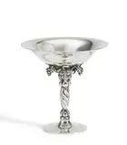 Georg Jensen, Kleine Aufsatzschale mit Traubendekor, Nach 1945, Silber