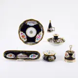 Meissen, Schreibgarnitur mit sächsischen Ansichten, Vor 1924, Porzellan, Kobaltblaufond, polychrom und gold staffiert