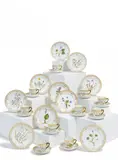 Royal Copenhagen, Zehn Kaffeegedecke 'Flora Danica', 2. Hälfte 20. Jh, Porzellan, polychrom und gold staffiert