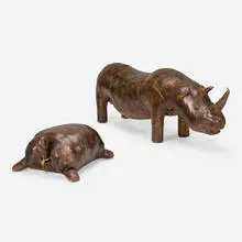 attribution Dimitri Omersa, Rhinoceros and Turtle, c. 1965, hand-stitched leather