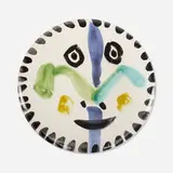 Face No. 144 by Pablo Picasso, 1963, white earthenware clay, decoration in engobes and enamel under glaze, sold Oct 2021