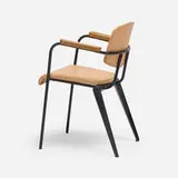 Jean Prouvé, Conference chair, No. 355, c. 1954, enameled steel, vinyl, oak, aluminum, rubber