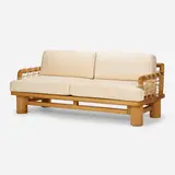 Karl Springer, Dowelwood Sofa, c. 1965, natural ash, rawhide leather cord, upholstery