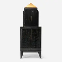 Wendy Maruyama, Custom chest, 1989, ebonized, carved, gilded and painted mahogany