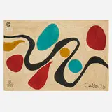 Turquoise tapestry by Alexander Calder, 1975, hand-woven maguey fiber, sold Oct 2021