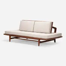 Charles Allen, Settee, c. 1950, mahogany, upholstery, rope