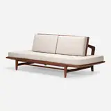 Charles Allen, Settee, c. 1950, mahogany, upholstery, rope