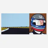 Oliver / Helmet (from the Imagine You Are Driving (Fast) portfolio) by Julian Opie, 2002, lambda print on Fujicolour photographic paper, sold Oct 2021