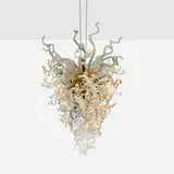 Clear and Gold Chandelier by Dale Chihuly, 1998, hand-blown glass, steel, sold Sep 2024