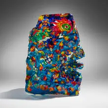 Czeslaw Zuber, Blue Mind/Untitled #20, 1993, cut, sandblasted and enameled glass