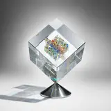 Jon Kuhn, Hawksbill, 2024, ground, polished, and laminated glass, gold foil, stainless steel