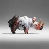 Shelley Muzylowski Allen, Untitled (Rhinoceros), c. 2015, blown, hand-sculpted, and engraved glass