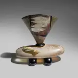 Hiroshi Yamano, Untitled (from the East to West series), c. 1995, blown and hot-sculpted glass with silver leaf, engraving, and copper electroplating, cut and polished