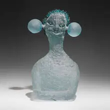 Dumbbell by Hank Murta Adams, 2002, cast glass, patinated copper, sold Sep 2024