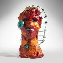 Lorne by Hank Murta Adams, 1989, cast glass, patinated copper, sold Sep 2024