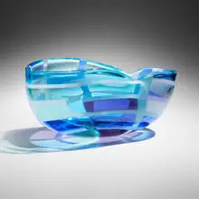 Dorothy Hafner, Blue Lattice Drifter, 1995, hand-blown glass