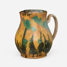 Large pitcher by George E. Ohr, 1897-1900, glazed earthenware, sold Sep 2024