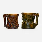 George E. Ohr, Puzzle mugs, set of two, glazed earthenware