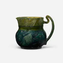 Pitcher by George E. Ohr, 1895-96, glazed earthenware, sold Sep 2024