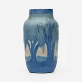 Anna Frances Simpson for Newcomb College Pottery, Twilight scenic vase with live oaks and Spanish moss