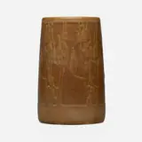 Vase with cattails by Elizabeth and Hannah Overbeck for Overbeck Pottery, c. 1920, carved and glazed earthenware, sold Sep 2024