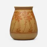 Marblehead Pottery, Vase with stylized clematis, 1908-16, glazed earthenware