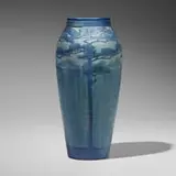 Anna Frances Simpson for Newcomb College Pottery, Tall transitional scenic vase with pine trees