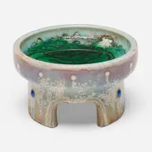 Taxile Doat, Vide-poche with seashell and seaweed, 1909, crystalline-glazed porcelain