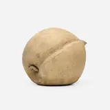 Novelty peach by George E. Ohr, 1898-1910, bisque earthenware, sold Sep 2024