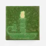 Grueby Faience Company, Tile with chamberstick