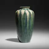Early vase with crocuses by Marie de Hoa LeBlanc for Newcomb College Pottery, 1909, glazed earthenware, sold Sep 2024