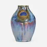 Raoul Lachenal, Vase with peacock feather, c. 1905, glazed stoneware