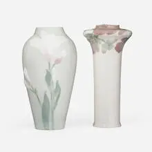 Rörstrand, Vases, set of two, c. 1900, glazed and carved porcelain