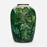 Max Laeuger for Tonwerke Kandern, Vase with leaves, c. 1910, glazed earthenware with squeeze-bag decoration
