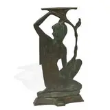 Emory Seidel, Art Deco Figural Sundial Stand Depicting a Kneeling Woman Holding up a Floriform Pedestal