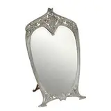 heart-shaped easel back mirror with wisteria motif, #4531 by Manufacture de L'Alfénide & Christofle, sold Apr 2022