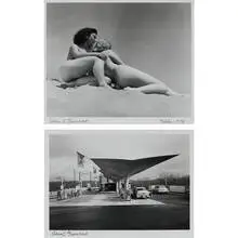 Pedro E. Guerrero, Two Nudes on a Beach in Malibu, 1938, together with Diamond Service Station, Macon, Georgia, 1961(two works, printed circa 1985)