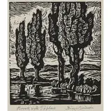 Birger Sandzén, Brook with Poplars, 1932