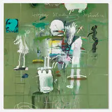 James Havard, Hopi Studying Mimbres, 1988, acrylic, oil stick and collage on canvas