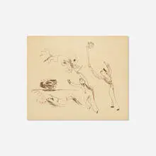Butterflying by Balthus, c. 1940, ink on paper, sold Mar 2020