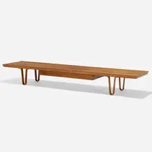 Long John coffee table, model 4699 by Edward Wormley, 1946, walnut, sold Feb 2020