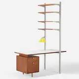 CSS (Comprehensive Storage System) by George Nelson & Associates, 1959, walnut, laminate, acrylic, brushed aluminum, sold Feb 2020