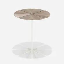 Petal occasional table, model P320 by Richard Schultz, 1960, enameled aluminum, walnut, sold Feb 2020