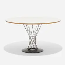 Isamu Noguchi, dining table, model 312, 1955, laminate over plywood, enameled steel, chrome-plated steel