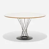 Isamu Noguchi, dining table, model 312, 1955, laminate over plywood, enameled steel, chrome-plated steel