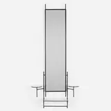 Paul McCobb, wall-mounted vanity, c. 1950, enameled steel, mirror, Vitrolite
