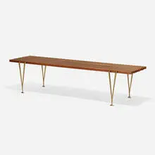 Hugh Acton, bench, 1954, walnut, brass