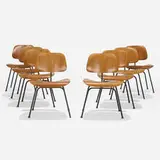 DCMs, set of eight by Charles and Ray Eames, 1946, molded ash plywood, chrome-plated steel, rubber, sold Feb 2020