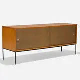 Paul McCobb, Planner Group cabinet, model 1513-8, 1952, maple, enameled steel, vinyl, aluminum