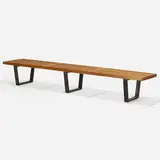 Slat bench, model 4992 by George Nelson & Associates, 1946, birch, lacquered wood, sold Feb 2020